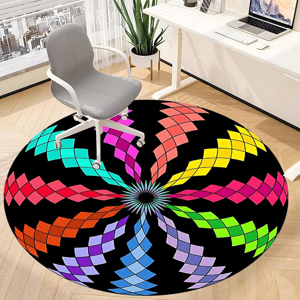1 Stück bunter runder Teppich für das Büro, rutschfest, weich und langlebig, für die Innendekoration, perfekt fürs Büro