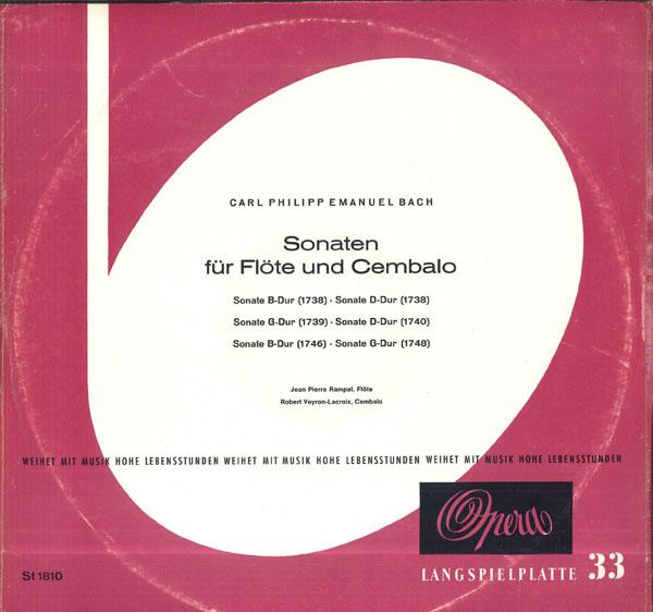 

LP Record JEAN PIERRE RAMPAL ROBERT VEYRON L Carl Philippe Emanuel Bach Sonaten ST1810 OPERA Germany Classical Used