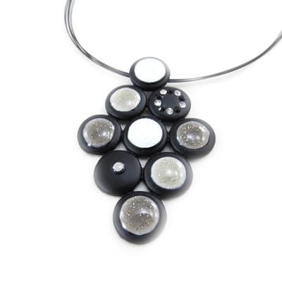 [J4250] - Designer Necklace 'Coloring' Black Gray