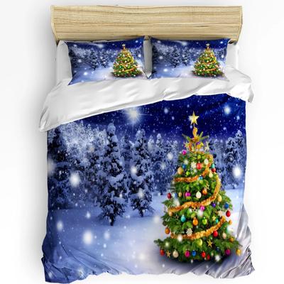 Weihnachtsbaumkugel Bettbezug Bett Bettwäsche Set für Doppel Heimtextil Bettdeckbezug Kissenbezüge Schlafzimmer Bettwäsche Set (Kein Blatt)