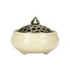 Celadon Ceramic Ice Crack Incense Burner - Three-Legged, Glazed, Anti-Scald Buddhist Home Decor.