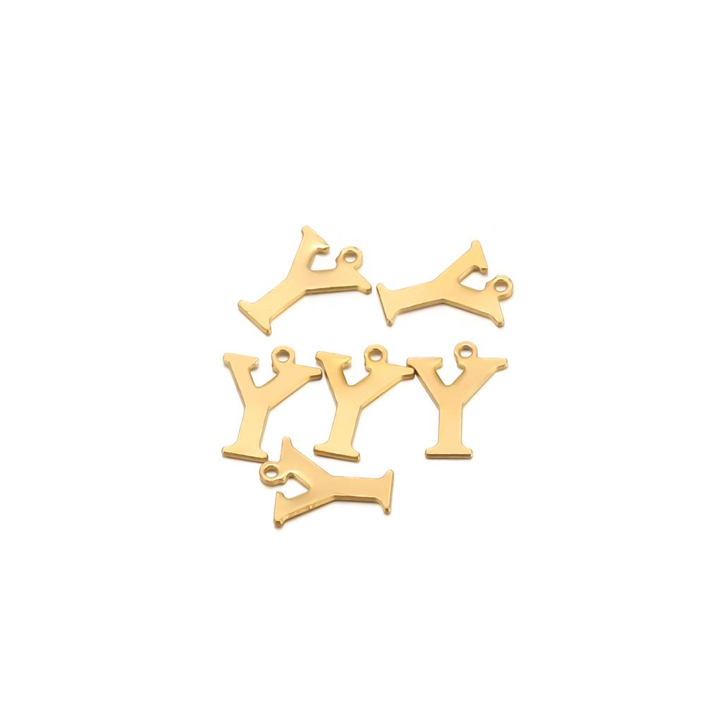 30pcs Stainless Steel Gold Color 26 Letter Pendant Alphabet Charms Necklace Pendant Bracelet Making Earring Findings DIY Jewelry