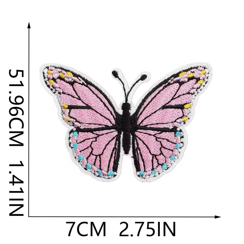 Butterfly World Embroidery Cloth Sticker Colored Flower Butterfly Computer Embroidery Label Clothes Decorative Patch Sticker Blue Butterfly