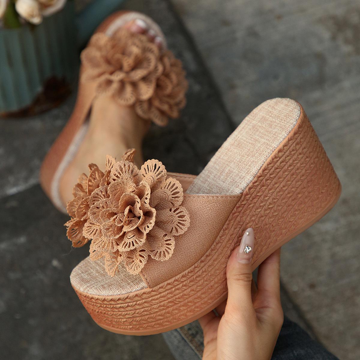 Summer 2026 Fashion Women Slip on Platform Wedge Peep Toe Plus Size Shoes for Women 36-43 Non-slip Sandals Casual Women Slippers 43 коричневый 2490₽