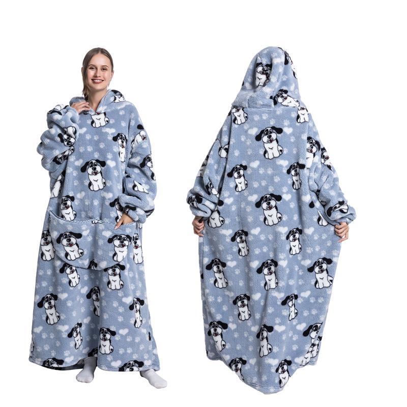 

Зимний теплый флисовый халат с капюшоном для женщин 140 см, большое одеяло с рукавами, флисовые теплые толстовки с капюшоном, женские толстовки с капюшоном One Size