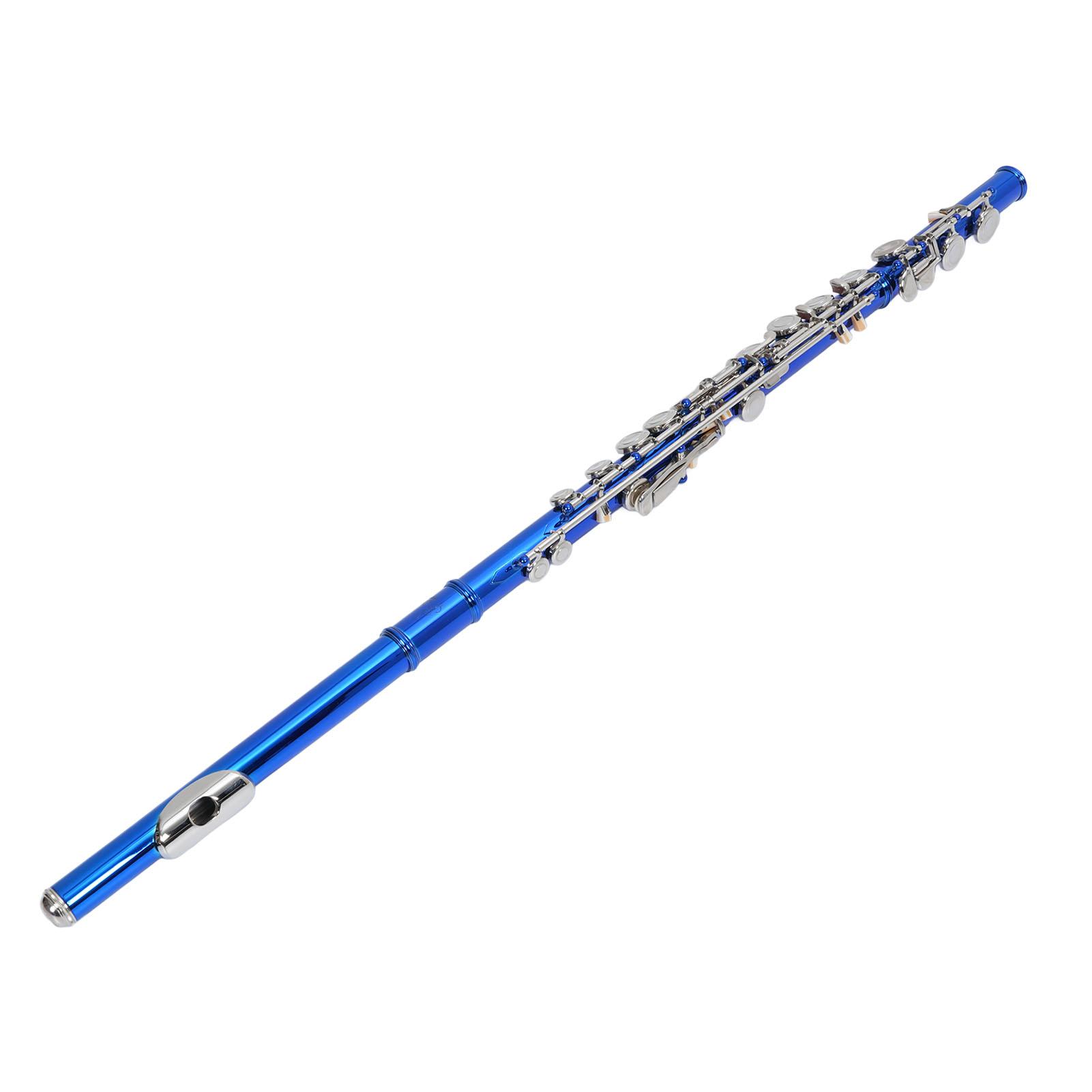 C Flute Cupronickel Bright Sound Beginner Students Closed Hole 16 Holes Flute with Cleaning Kit Portable Bag Gloves