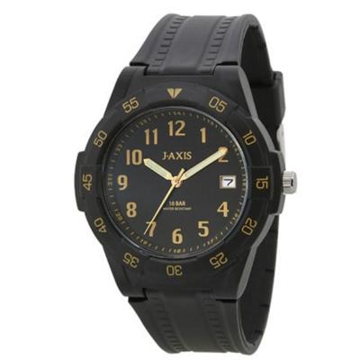 J-AXIS Men's NAG49-BKB (Sun Flame) Round Watch Black Analog
