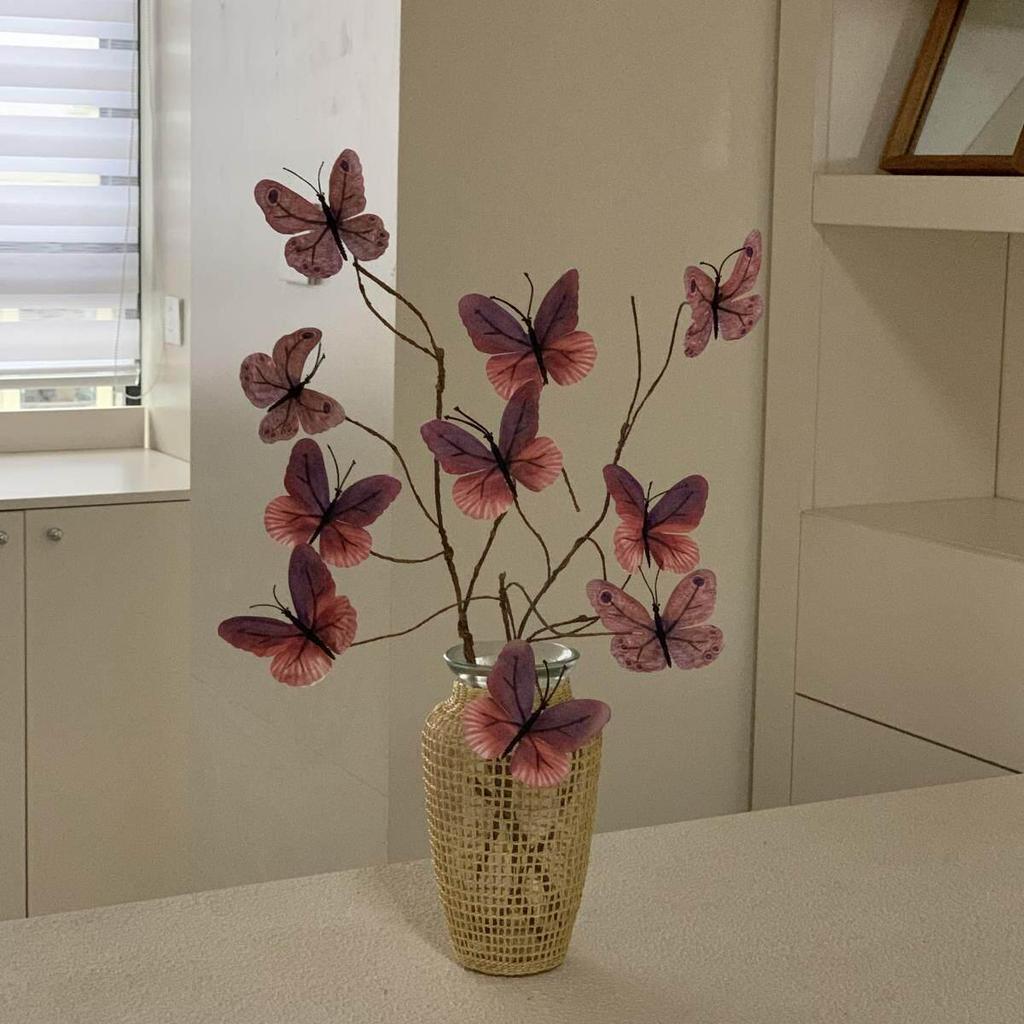 Luxury Artificial Butterfly Flowers in Glass Vase for B&B, Coffee Shop, and Home Decor