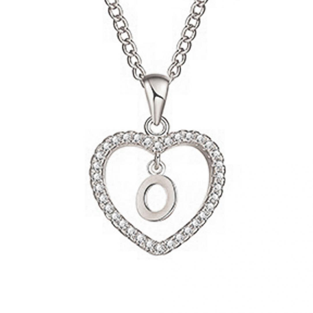 

Лаконичное полое сердце алфавит унисекс ожерелье ювелирные изделия цепочка на шею кулон декор ARI O серебряный