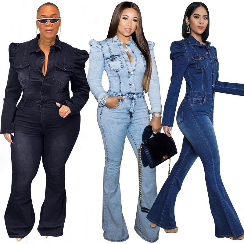 

Plus Size Women s Slim Fit Denim Wash Casual Jumpsuit XL светло-синий