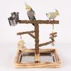 Pet Bird Cage Perch Stand Swing Parrots Swing Gym Toy with Tray+Food Cups