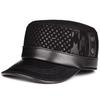 Men's Genuine Leather Duckbill Cap - Warm Sheepskin Flat-Top Hat for Autumn & Winter, Ideal for Middle-Aged & Elderly