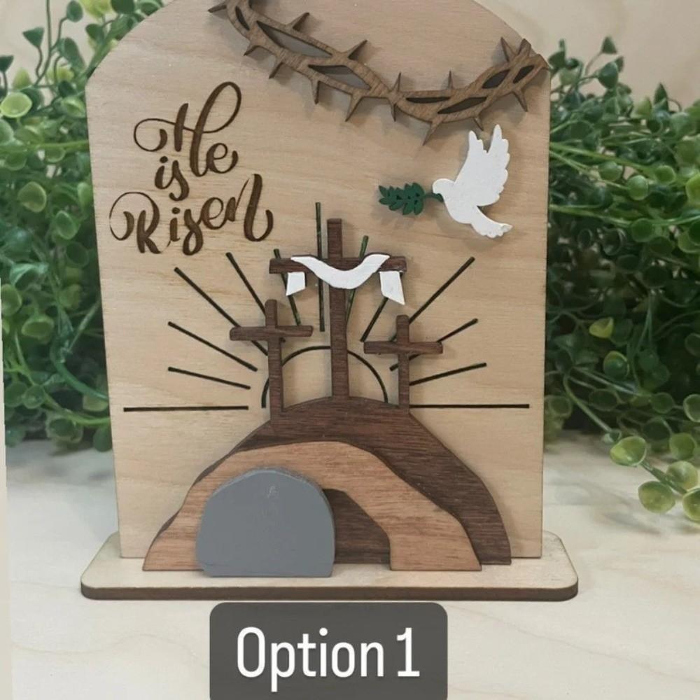 Wooden Material Easter Tomb Crafts Three-dimensional Design Ornament Set Wooden Easter Decor Handcrafted Details