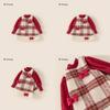 Red Top Bowknot Checkered Vest Skirt Christmas Set Children Autumn Clothing For Ages 3 To 8