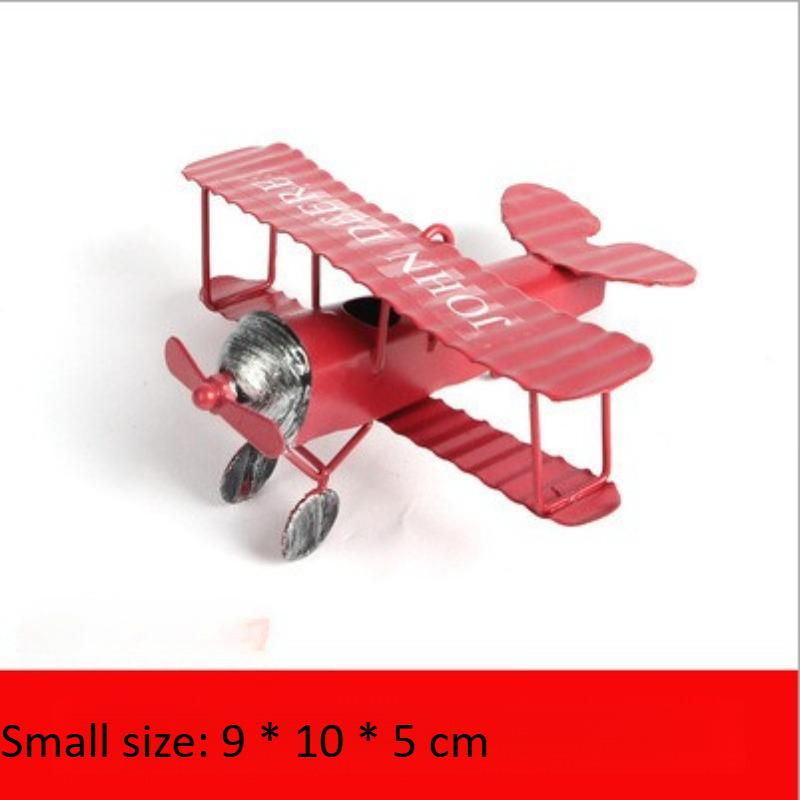 1Pc Retro Iron Airplane Figurine Metal Biplane Model Vintage Glider Miniature Home Decor Office Display Collectible Gift