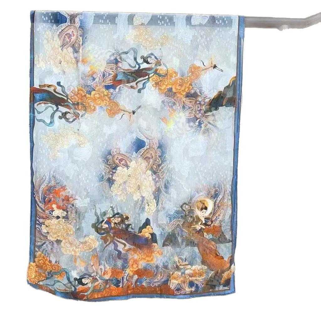 Dunhuang Handmade Flower-Cut Shawl 180 * 70 Fragrant Cloud Yarn Silk Scarf Long Jacquard Single-Sided Scarf Women