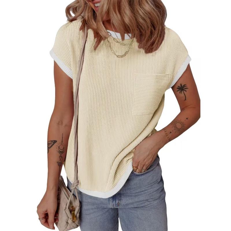 BITCED Women's Fashion Casual Short Sleeve O-Neck Blouses & Shirts
