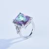 Women Fashion Rainbow Topaz Square Ring Creative European Design Colorful Stone Jewelry