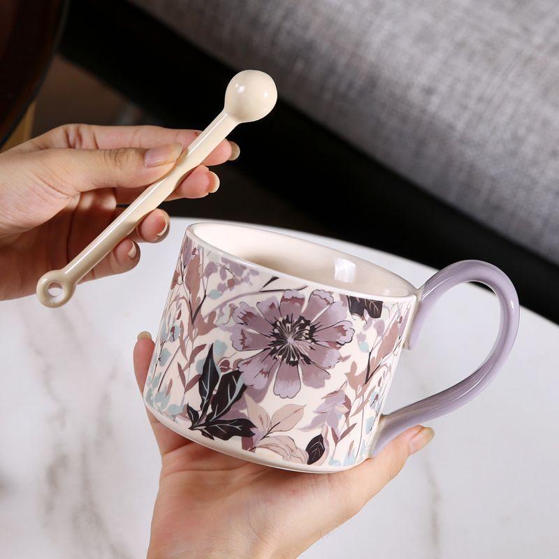 Mug Office Cup Household Ceramic Coffee Cup Creative Drinking Water Cup High Looking Tea Cup Women's Creative Gift