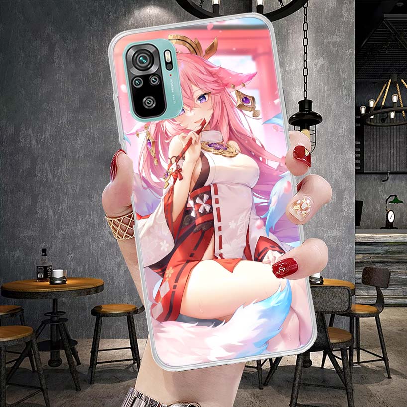 

Yae Miko Genshin Impact Phone Case For Xiaomi Redmi Note 13 14 15 Pro Plus 12S 12 14S 11S 11E 10 10S 11 11T 5G 4G Cover Coque Re Redmi Note 14 Pro 5G