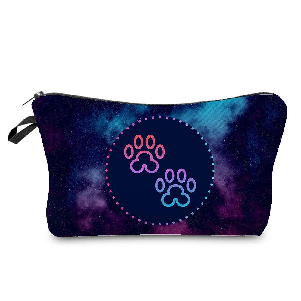 Women Dog Paw Print Cosmetic Bag Toiletries Organize Travel Storage Case 6874