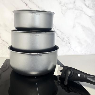 Caçarolas - Arthur Martin - AM120 - Conjunto de 3 - Alça removível - Antiaderente - Todos os fogões