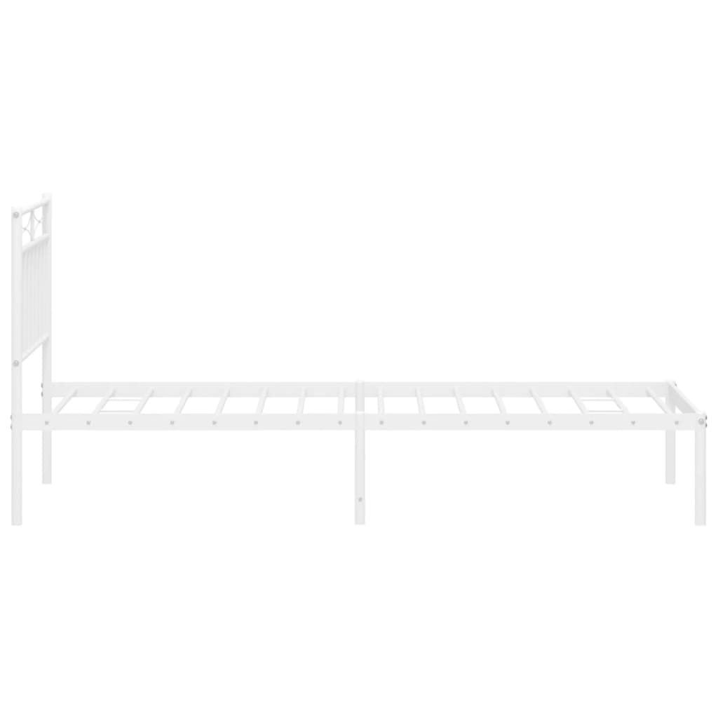 Metal Bed Frame with Headboard White 80 X 200 Cm