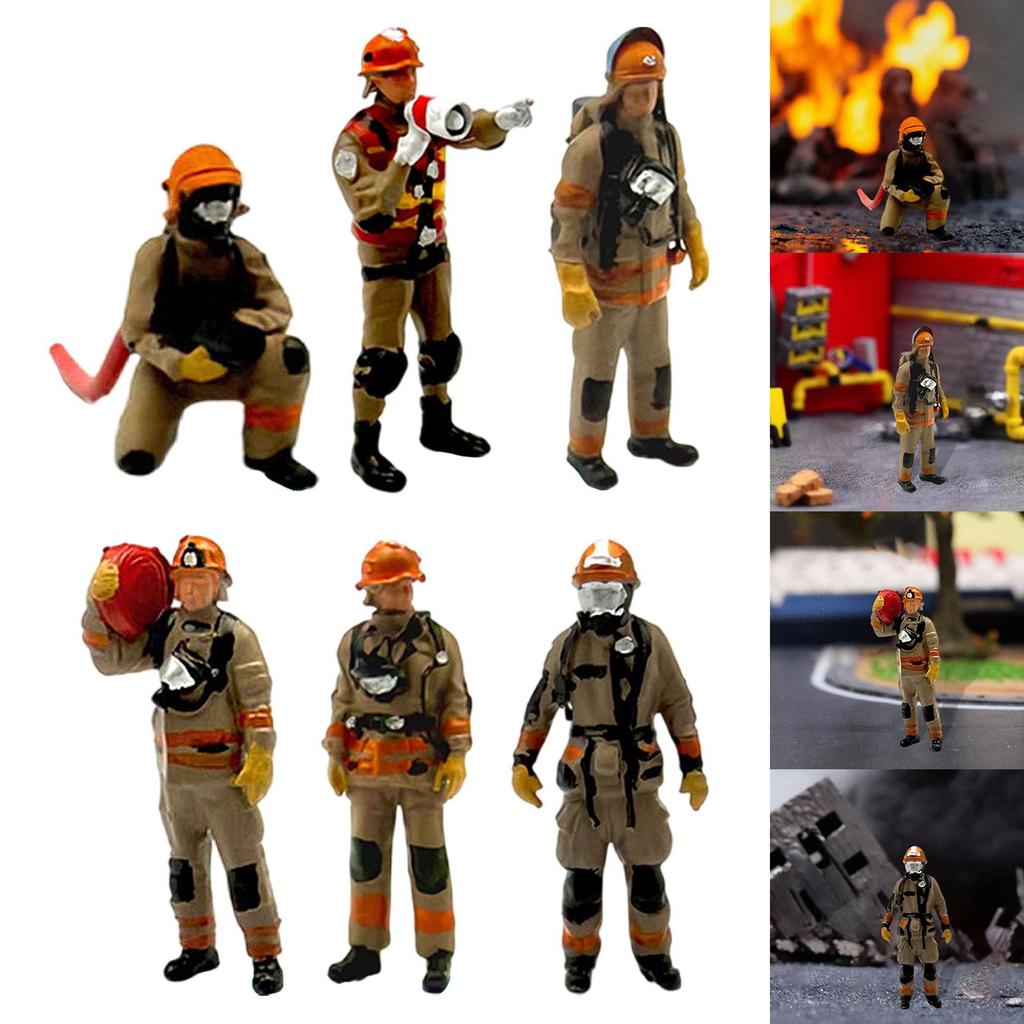 1/64 Firefighter Figures,Realistic,Mini Diorama Action Figures Tiny People Model for Scenery Landscape Diorama Decor Layout