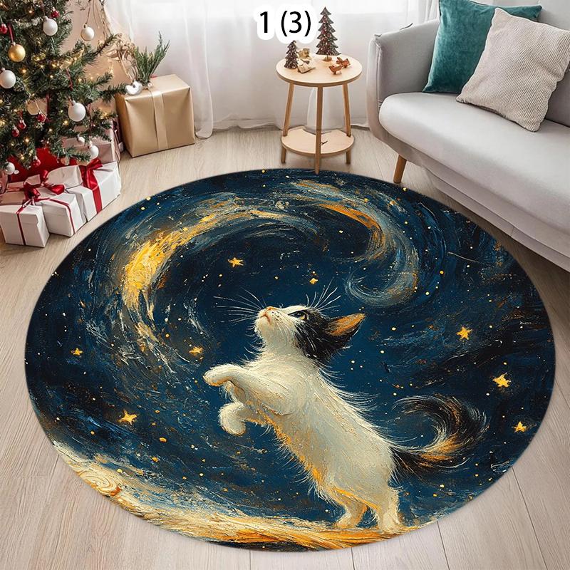 Luxuriöser Vintage Persischer Medaillon Runder Teppich, Boho Mandala Blumendruck Bodenmatte, Rutschfester Wohnzimmerteppich, Elegant Bohemian
