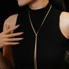 Punk Gold Color Y-Shaped Necklace for Women Girls Fashion Metal Long Flat Snake Bone Chain Necklace Jewelry Party Gifts