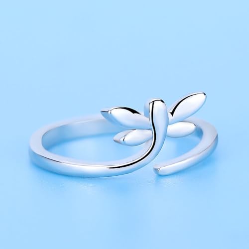 Women's Adjustable Silver Dragonfly Ring, Modern Creative Copper Design for Anniversary Birthday Gifts, Fashion Boho Jewelry, No Gemstones