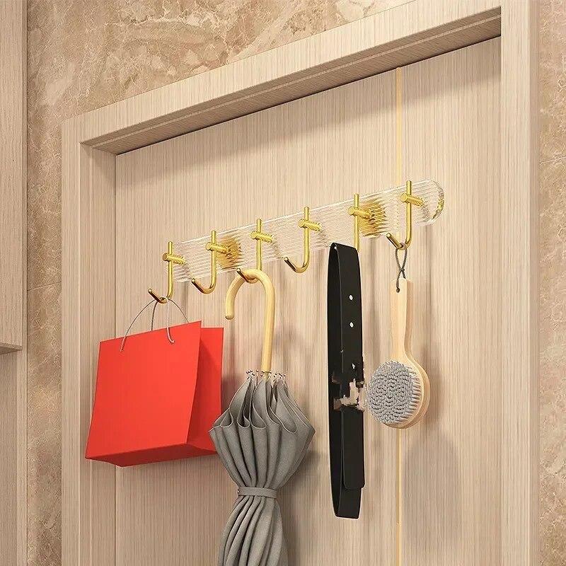 Luxury Bathroom Hooks Gold Silver No Drilling Wall Hanging Hook Self-adhesive Towel Bag Holders Clothes Punch-free Hanger