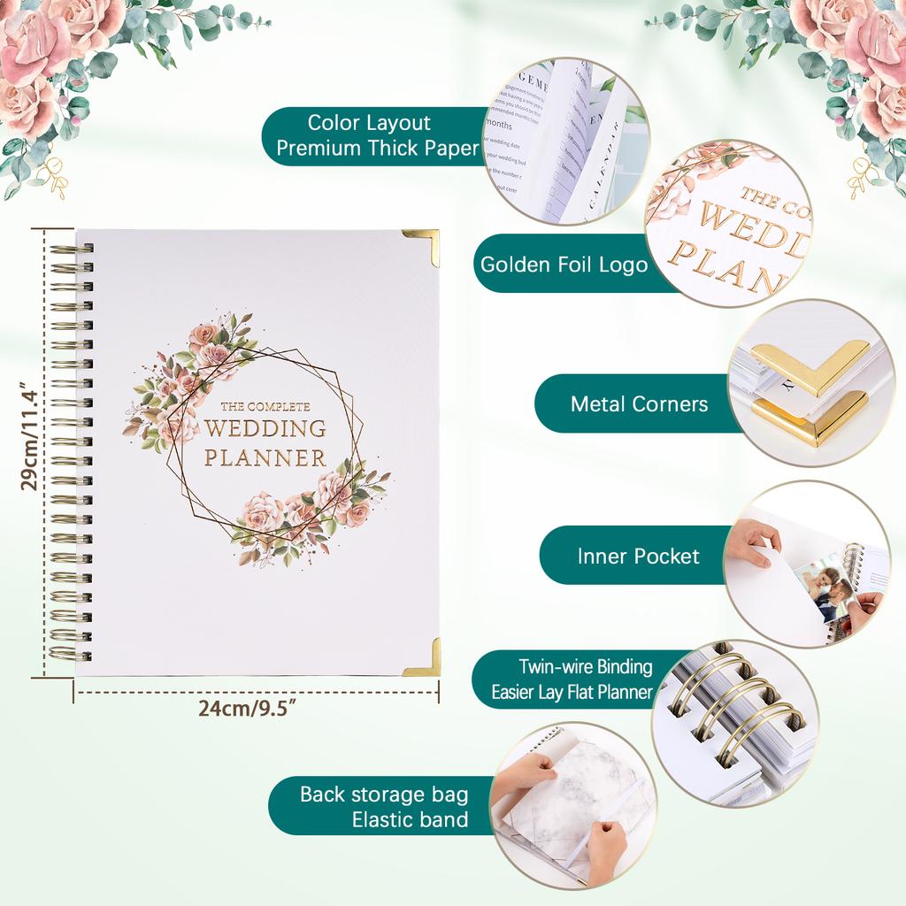Wedding Plan Book Hardcover Planning Book Bridal Organizer Coil Flip Notebook Engagement Book Calendar Diary Love Witness Gift