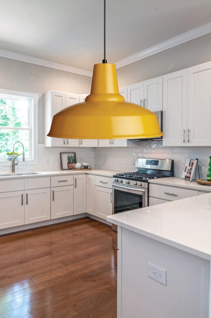 Grand Sarı Metal Tekli Avize Sarkıt Salon Mutfak Ofis Cafe Butik Lamba Aydınlatma Avizeler