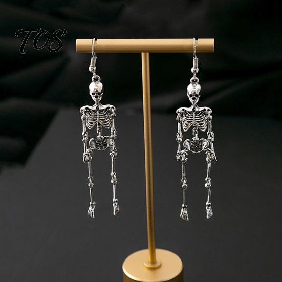 Vintage Style Earrings 1 Pair Halloween Earrings, Spooky Gothic Skeleton Dangle Skull Jewelry Drop Punk Articulated for Women Unique Costume