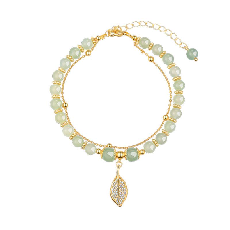 

IF ME Dodder хрустальный браслет с бусинами в виде листьев для женщин, роскошные золотые браслеты с двойной цепочкой, аксессуары, ювелирные изделия