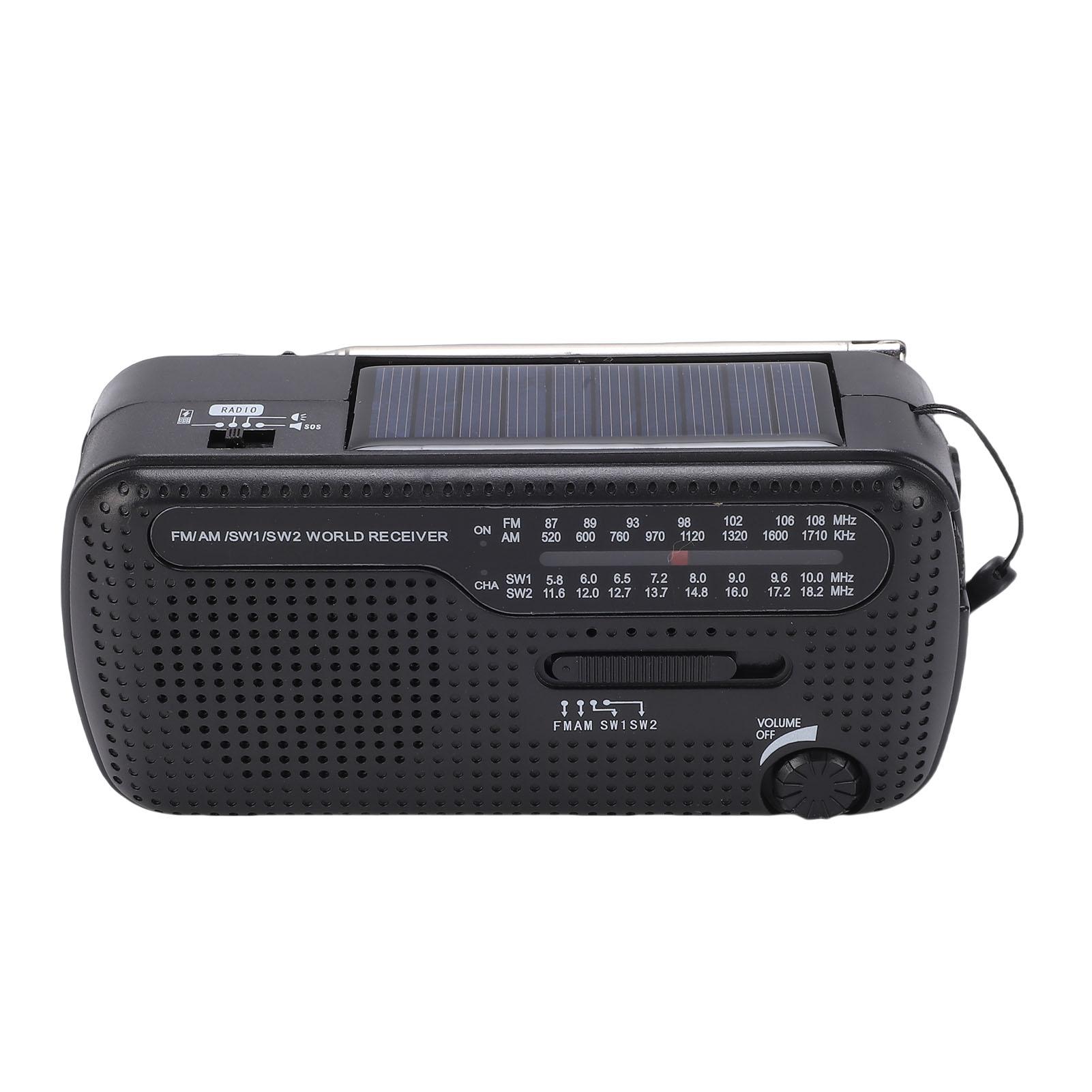 

Portable Solar Radio NOAA Weather Hand Crank AM FM Shortwave Emergency Radio with LED Flashlight чорний