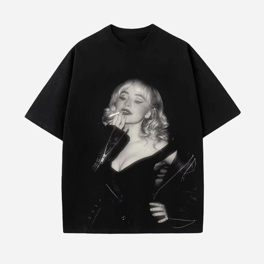 Sabrina Carpenter Concert Printed TShirt Unisexs Unisexs Unisex Shortsleeved Retro Street Y2K Casual Fashion Tops Soft Clothing
