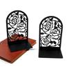Modern Rose Themed Metal Bookends Easy To Clean Surfaces For Efficient Desktop Organization