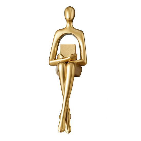 Złoty Myśliciel Rzeźba Abstrakcyjna Dekoracyjna Ornament Poprawiający Koncentrację Biurko Półka Salon