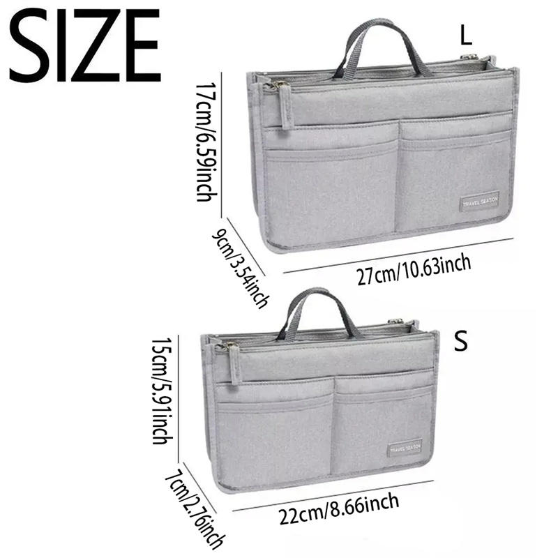 Fashion Travel Tote Bag Shaper Insert with Handles Large Capacity Purse Organizer Liner Bag Multifunctional Cosmetic Bag
