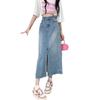 2025 Trendy A-Line Midi Denim Skirt: Stylish Mid-Length & Slimming Design