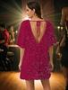 2024 Spring/Summer Women's One-Shoulder Sequin Mid-Length Evening Dress