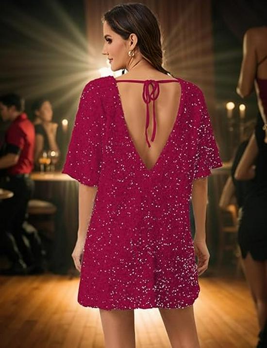 2024 Spring/Summer Women's One-Shoulder Sequin Mid-Length Evening Dress