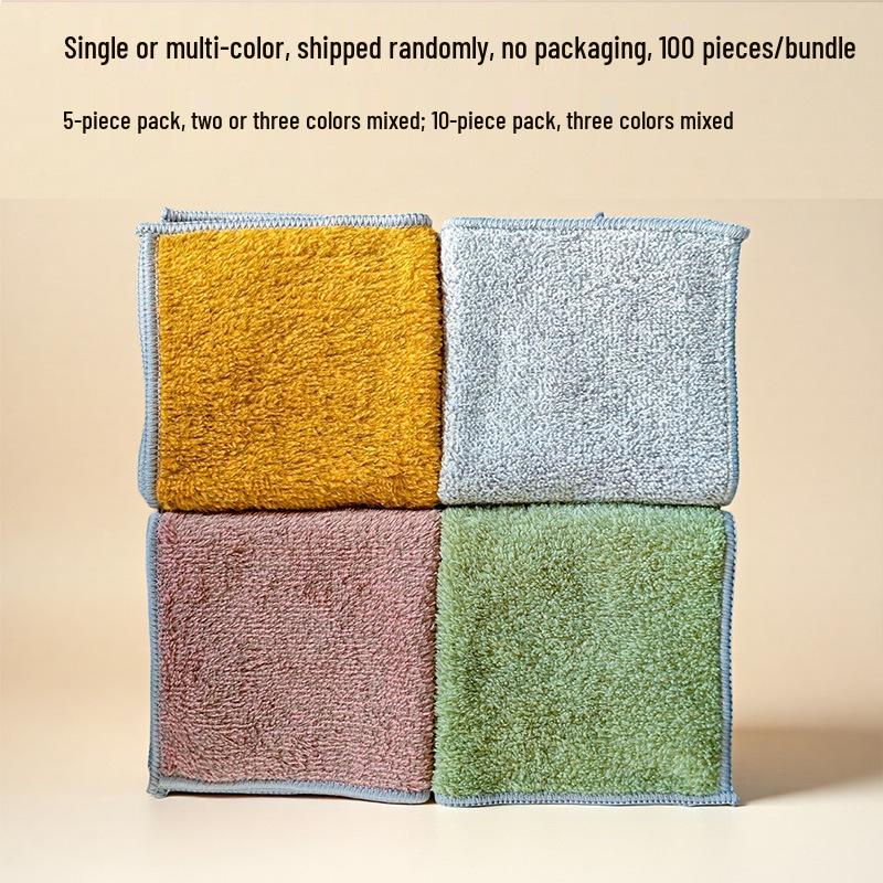 Bamboo Charcoal Fiber Oil-Repellent Dishwashing Cloth and Coral Fleece Scouring Pad