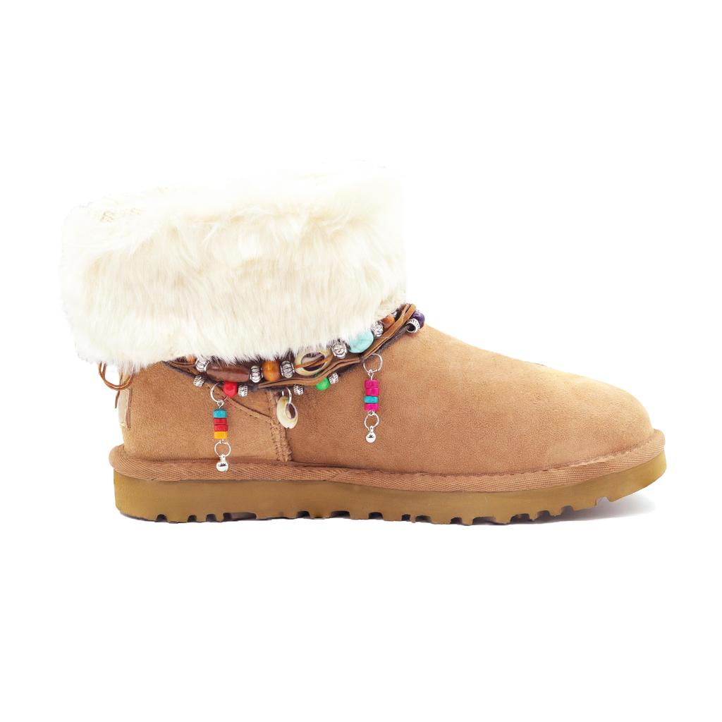 UGG CLASSIC MINI Mocha Bear New Arrival Box Sheepskin Thermal Waterproof Short Snow Boots Women's Brown 1016222-CHE(Team-)