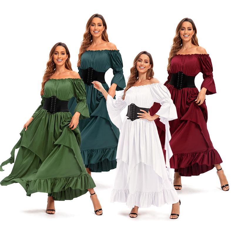 Ladies Colored Dress Medieval Costume Halloween Party Dance Performance Gift