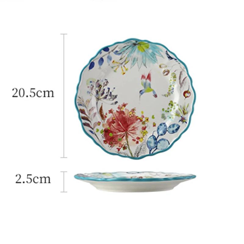 Vintage French Style Ceramic Plate Light Luxury High End Restaurant Salad Plates Home Afternoon Tea Dessert Fruit Flat Plate