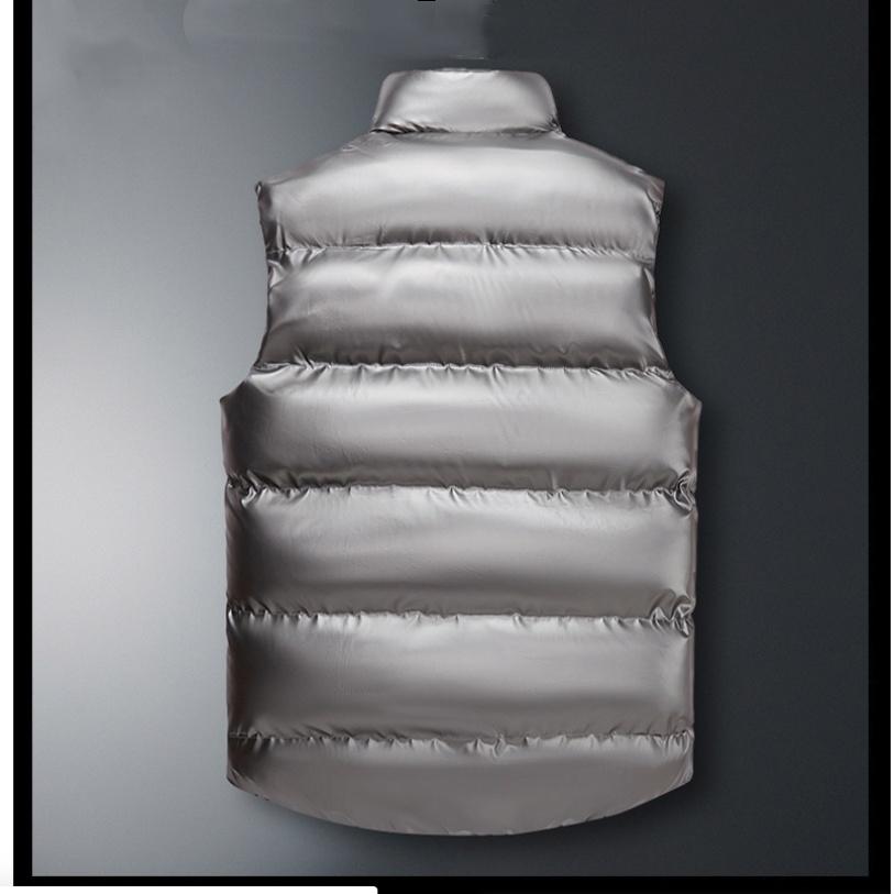 Vest Men's Autumn and Winter Down Cotton Tide Sleeveless Men's Glossy Vest Cotton Casual Large Size Waistcoat Thick Warm Jacket