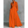 Abito Pieghettato a Vita Alta Sottile a Maniche Lunghe Stile Europeo e Americano Francese Temperamento Elegante Retro Casual Stile Vacanza